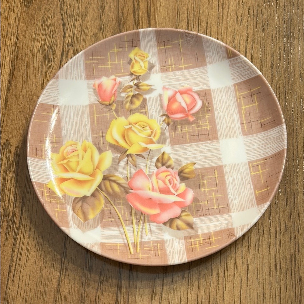 Vintage Yellow and Tan Floral Dinnerware 6” Plates Set of 8